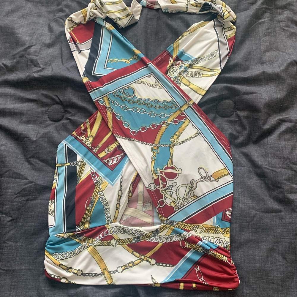 Ivory/combo halter top